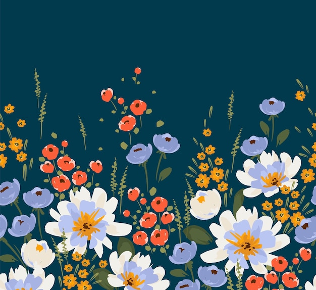 Borde floral sin costuras diseño vectorial para decoración interior de tela de cubierta de papel y otros