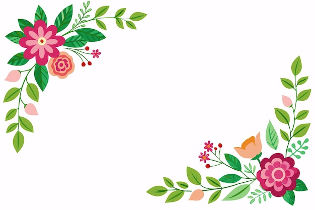 un borde floral con flores y hojas