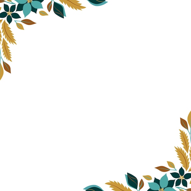 un borde floral con hojas azules y verdes en él