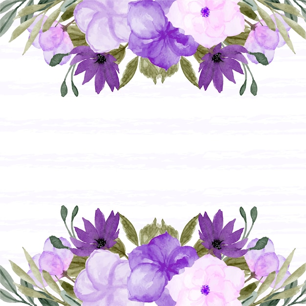 Vector borde floral de primavera con bonita flor morada