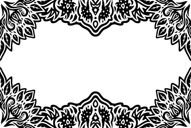 Borde floral vintage negro y espacio de copia en blanco