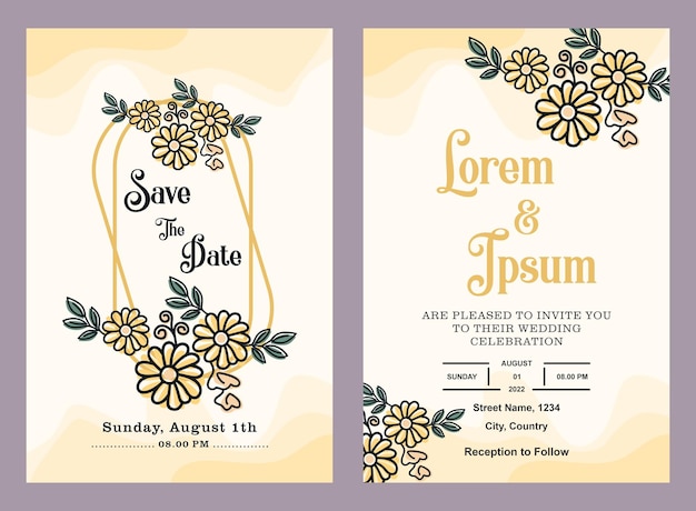 Borde de flores de invitación de boda