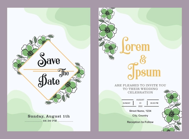 Borde de flores de invitación de boda