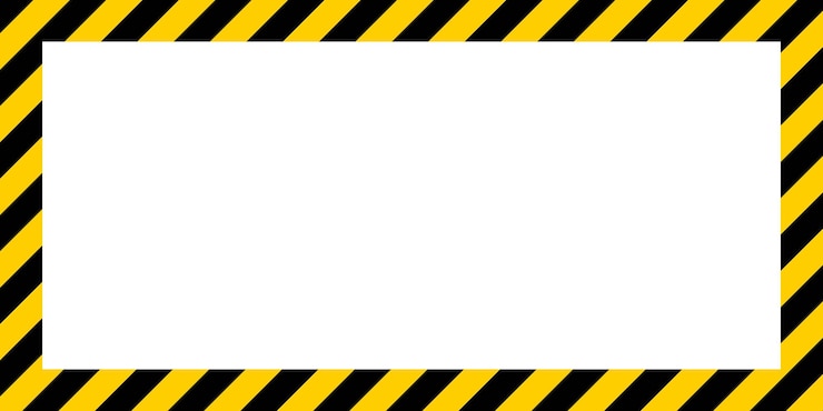 Vector borde de fondo rectangular a rayas de advertencia color amarillo y negro borde de advertencia de construcción