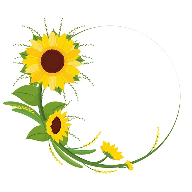 Borde de girasol coloreado Borde de flor Ilustración vectorial