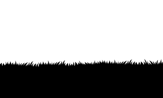 Borde de hierba negra vectorial y fondo blanco aislado