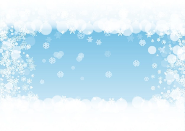 Borde de nieve con copos de nieve blancos