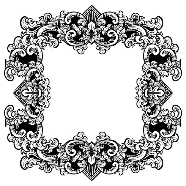 borde de oro negro con ornamentos intrincados en fondo blanco