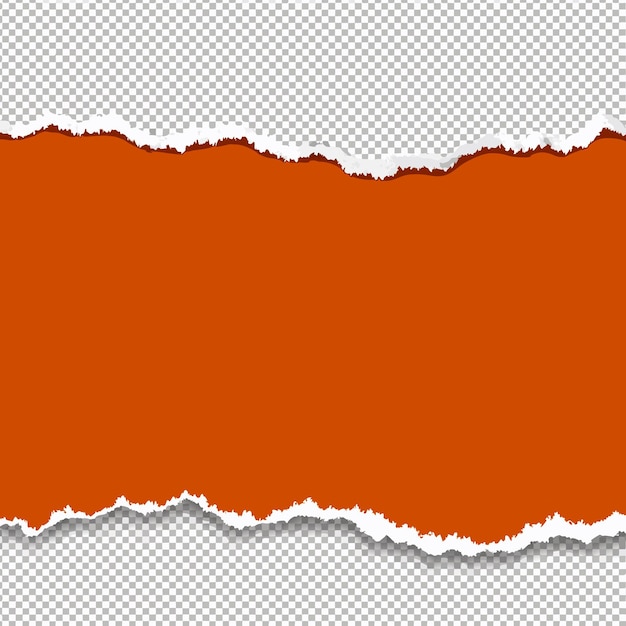 borde de papel rasgado realista con efecto de desgarro de fondo naranja para superposiciones de diseño