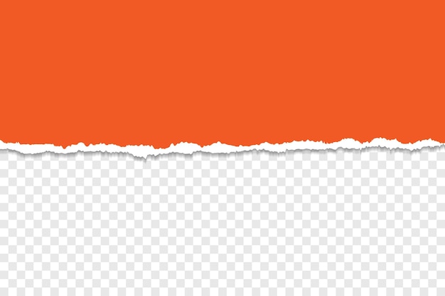 Borde de papel roto naranja vibrante con fondo transparente para diseños creativos