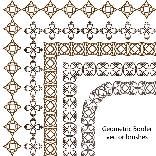 Borde de patrón celta y cepillo de vector geométrico