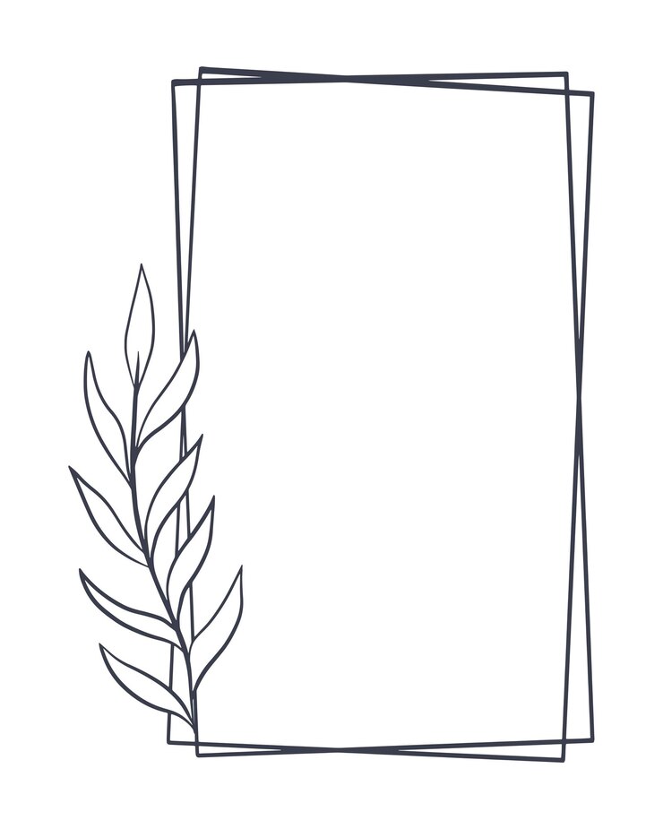Borde rectangular con ramita de hoja caduca ilustración vectorial aislada