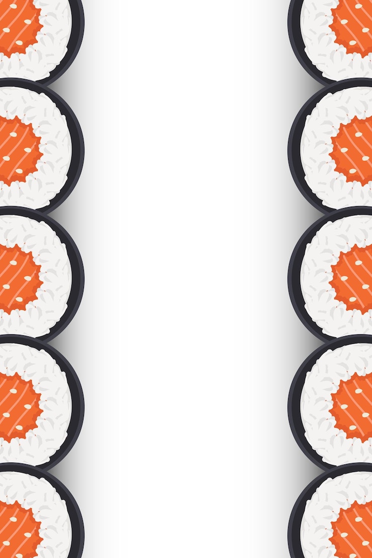 Vector el borde del rollo de sushi japón el marco de la comida el estandarte del sushi