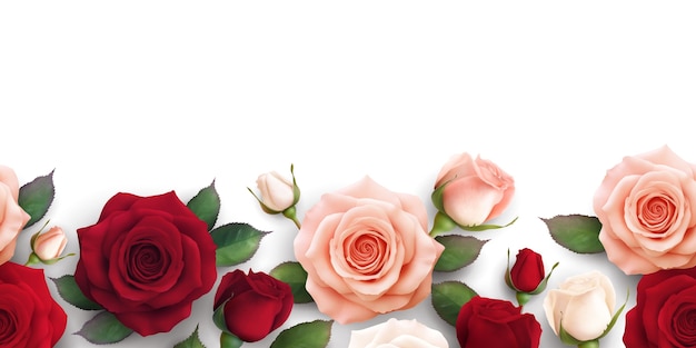 borde de rosas en estilo realista
