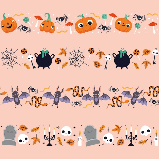 Borde vectorial con dibujos para Halloween Fondo para Halloween