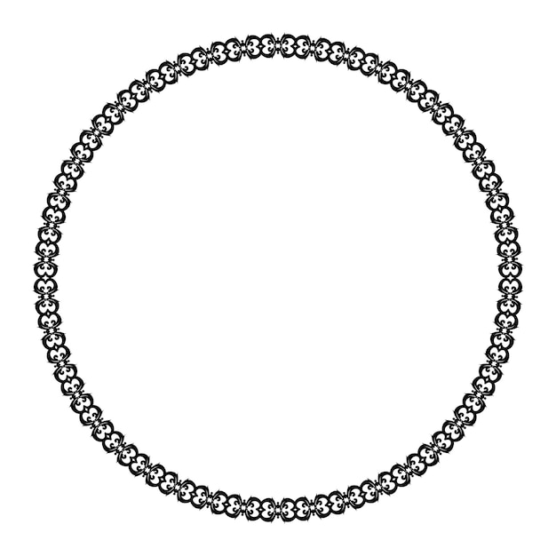 Bordes circulares estampados Ornamentación circular de estilo damasco Vector blanco y negro