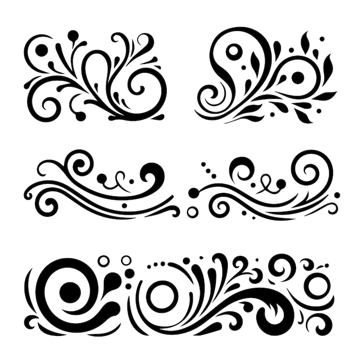 Vector bordes decorativos adornos caligráficos flores ornamentales marcos de flores