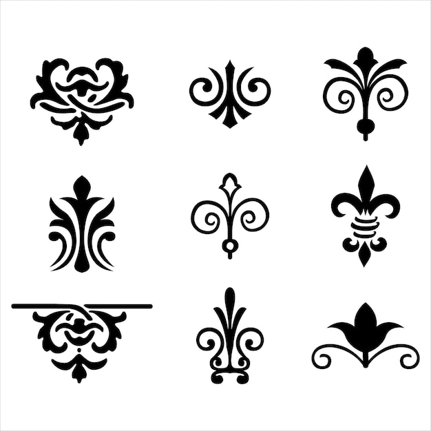 Vector bordes y esquinas de encaje de diseño ornamental conjunto de vectores elementos de adornos florales art deco