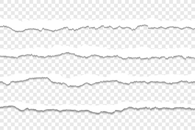 Los bordes de papel rasgados realistas en un fondo transparente para las superposiciones de diseño