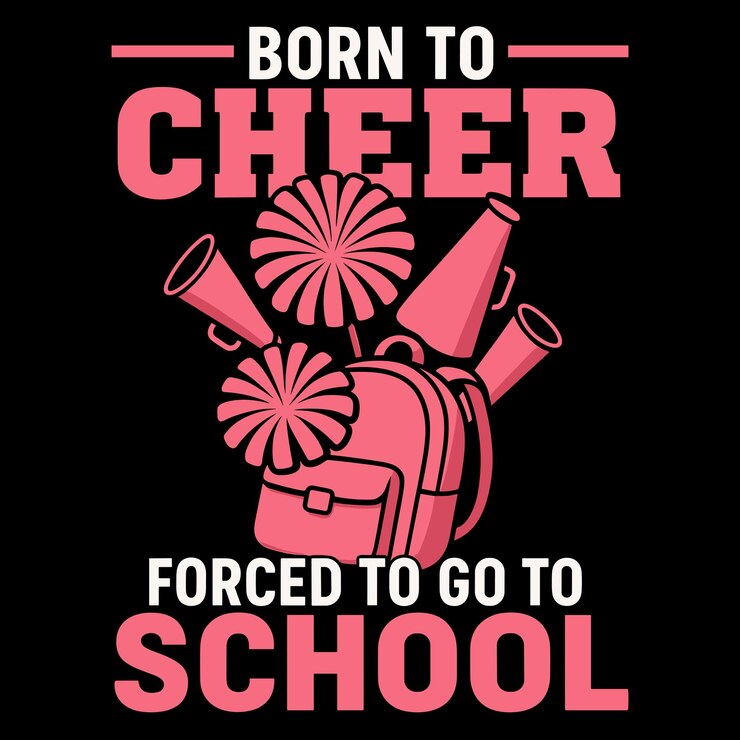 Vector born to cheer forced to go to school shirt cheerleader back to school