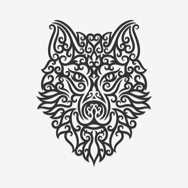 Borneo Kalimantan Dayak Adorno Lobo Ilustración