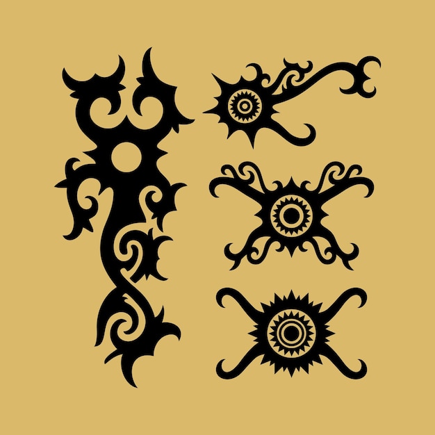 Borneo kalimantan dayak Diseño de vector de ornamento tribal