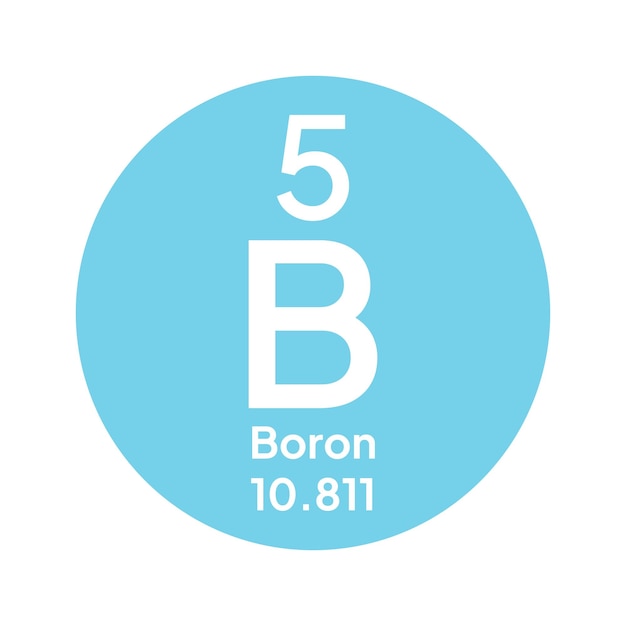 El boro B es el ícono del elemento químico periódico El elemento químico de la tabla periódica Símbolo con átomo