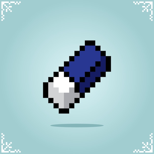 Borrador de lápiz en arte de píxeles de 8 bits para activos de juego y punto cruzado en ilustración vectorial