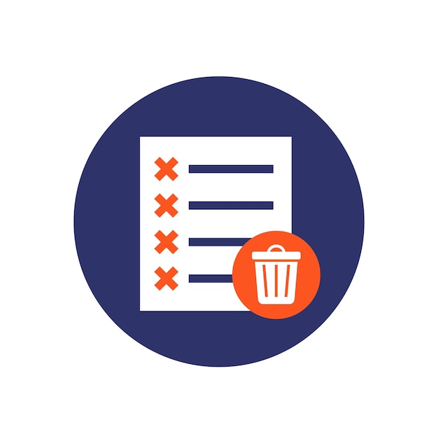 para borrar archivos icono con un contenedor de basura, vector plano