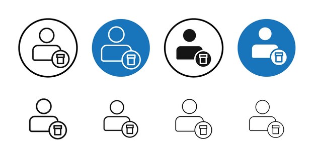 Borrar el icono de usuario Colección de arte de líneas delgadas