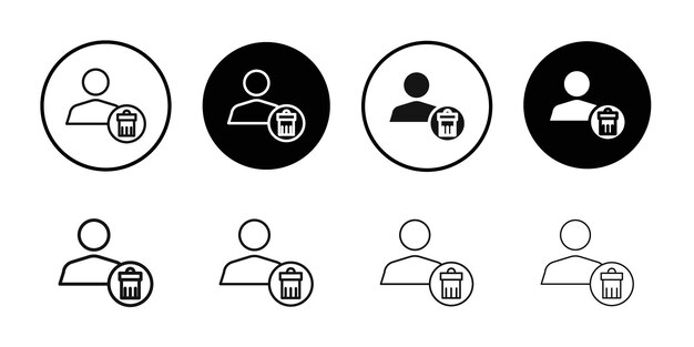 Borrar el icono del usuario Conjunto de logotipos vectoriales de línea negra