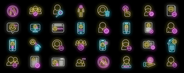 Borrar los iconos del usuario y establecer el vector de neón