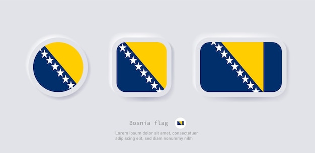 Bosnia y herzegovina icono de la bandera país balcánico banderas nacionales países neumorfismo idioma botón