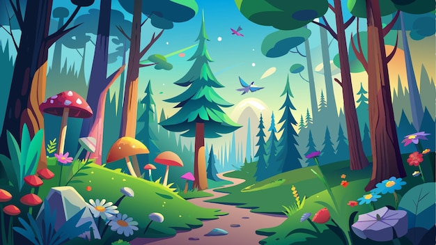 Un bosque con un bosque y un bosque con un paisaje forestal