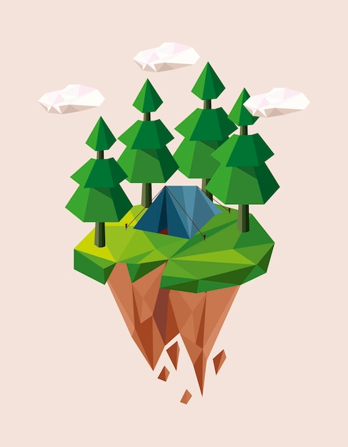 Bosque y camping lowpoly