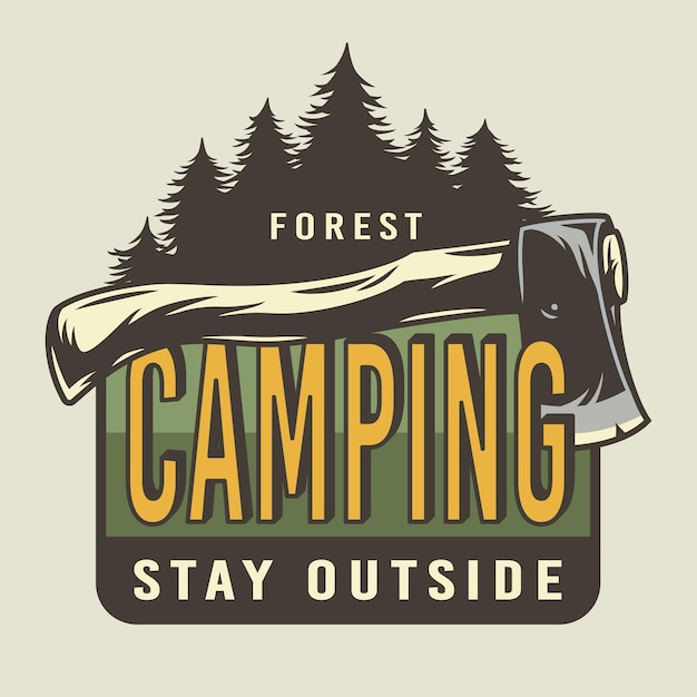 Bosque de hachas de campamento para acampar y expediciones de viajes al aire libre o estampado de camisetas