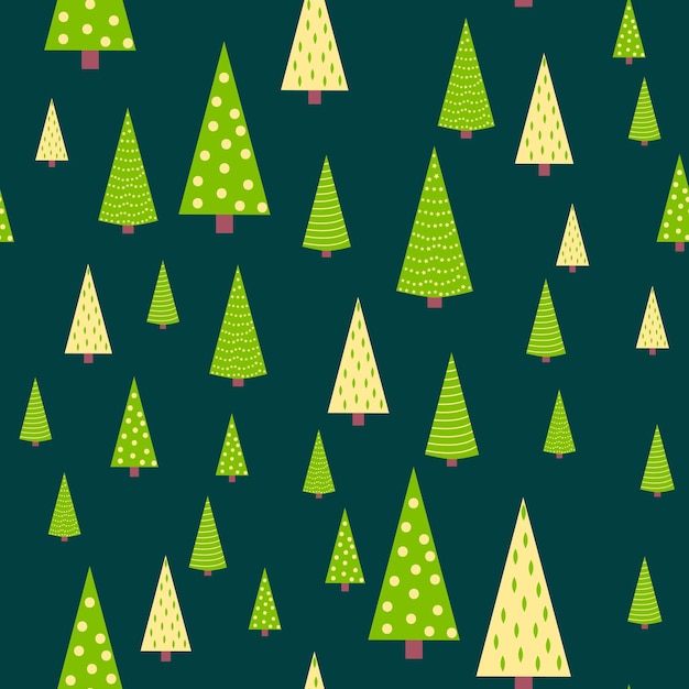 Bosque de invierno escandinavo dibujo a mano patrón sin costura Año Nuevo Fiestas de Navidad