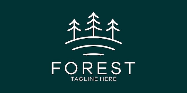 Bosque de línea creativa de diseño de logotipo