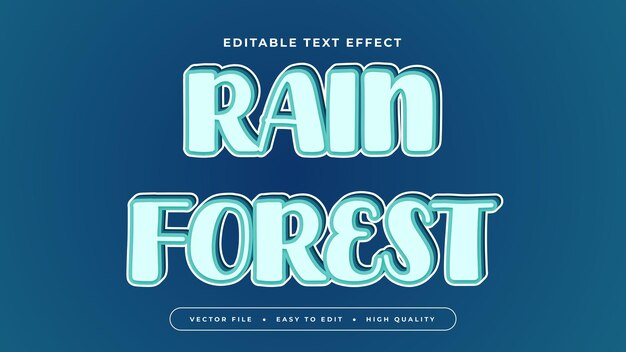 Bosque lluvioso azul estilo de fuente de efecto de texto editable en 3D