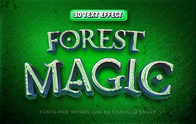 Bosque mágico estilo de efecto de texto editable 3d