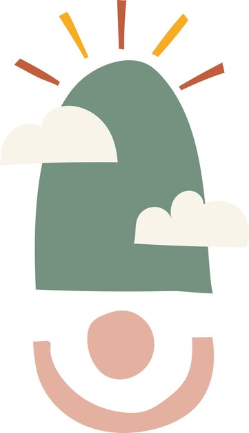 bosque nubes boho geométrico estético formas ilustración