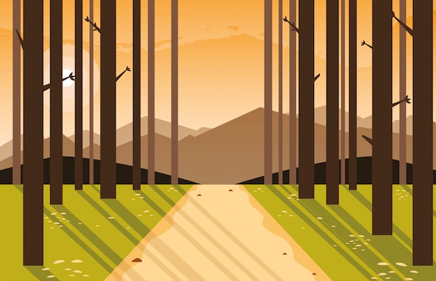 Bosque paisaje escena icono icono ilustrate