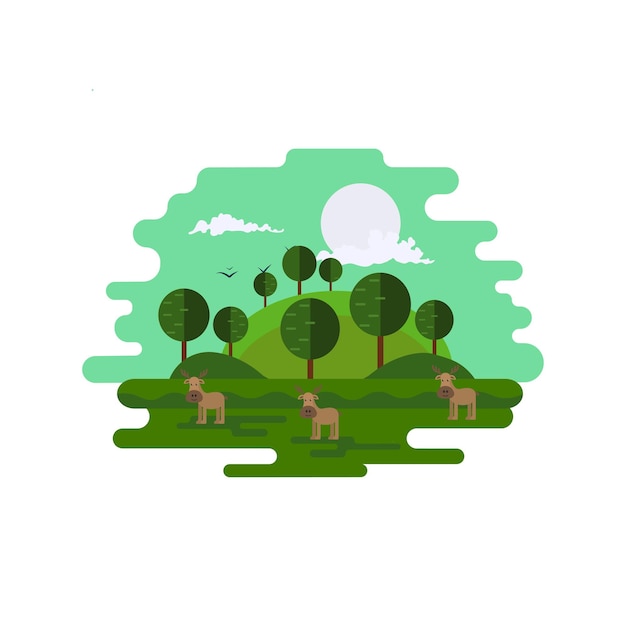 Vector bosque plano vectorial 49