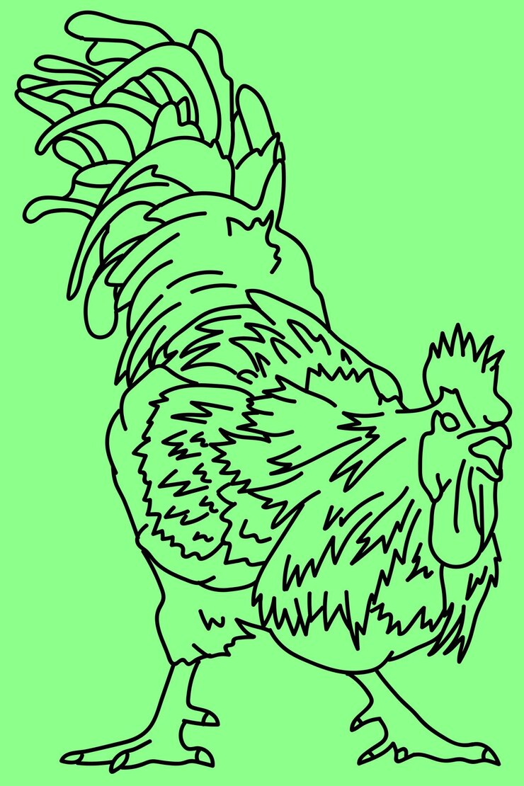 Vector bosquejo de arte de línea de gallo