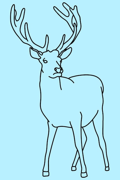 Vector bosquejo de arte lineal de ciervos
