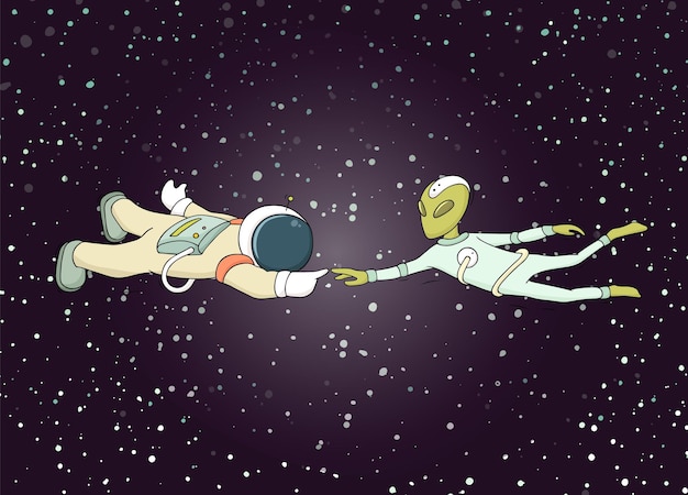 bosquejo, de, astronauta, y, extranjero