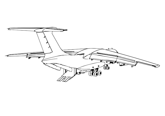 Bosquejo de un avión de carga en un vector de fondo blanco