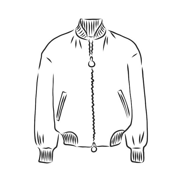 bosquejo del bombardero. chaqueta de bombardero, ilustración de dibujo vectorial
