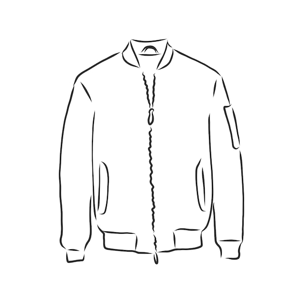bosquejo del bombardero. chaqueta de bombardero, ilustración de dibujo vectorial