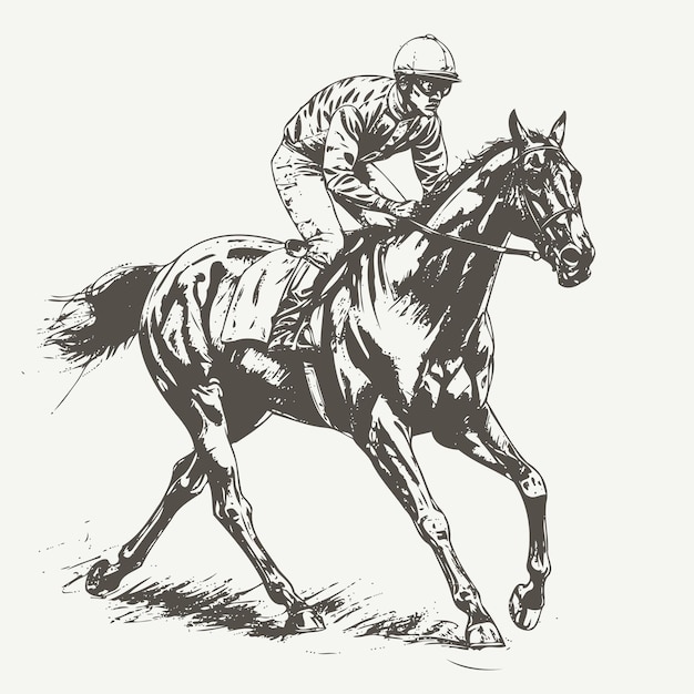 Vector bosquejo del bosquejo dibujado a mano de carreras de jockey